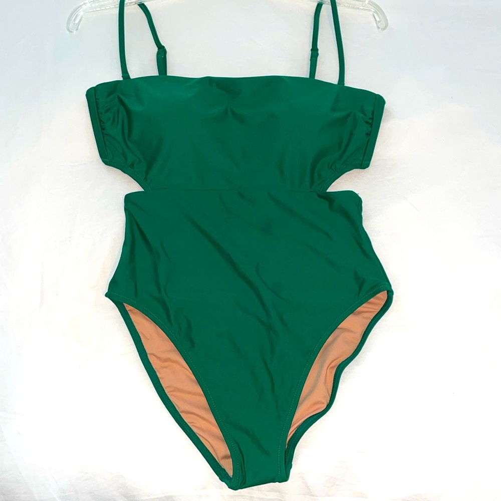 J.CREW, brand new, cutout tie-back one piece bathing suit, size 6, emerald green